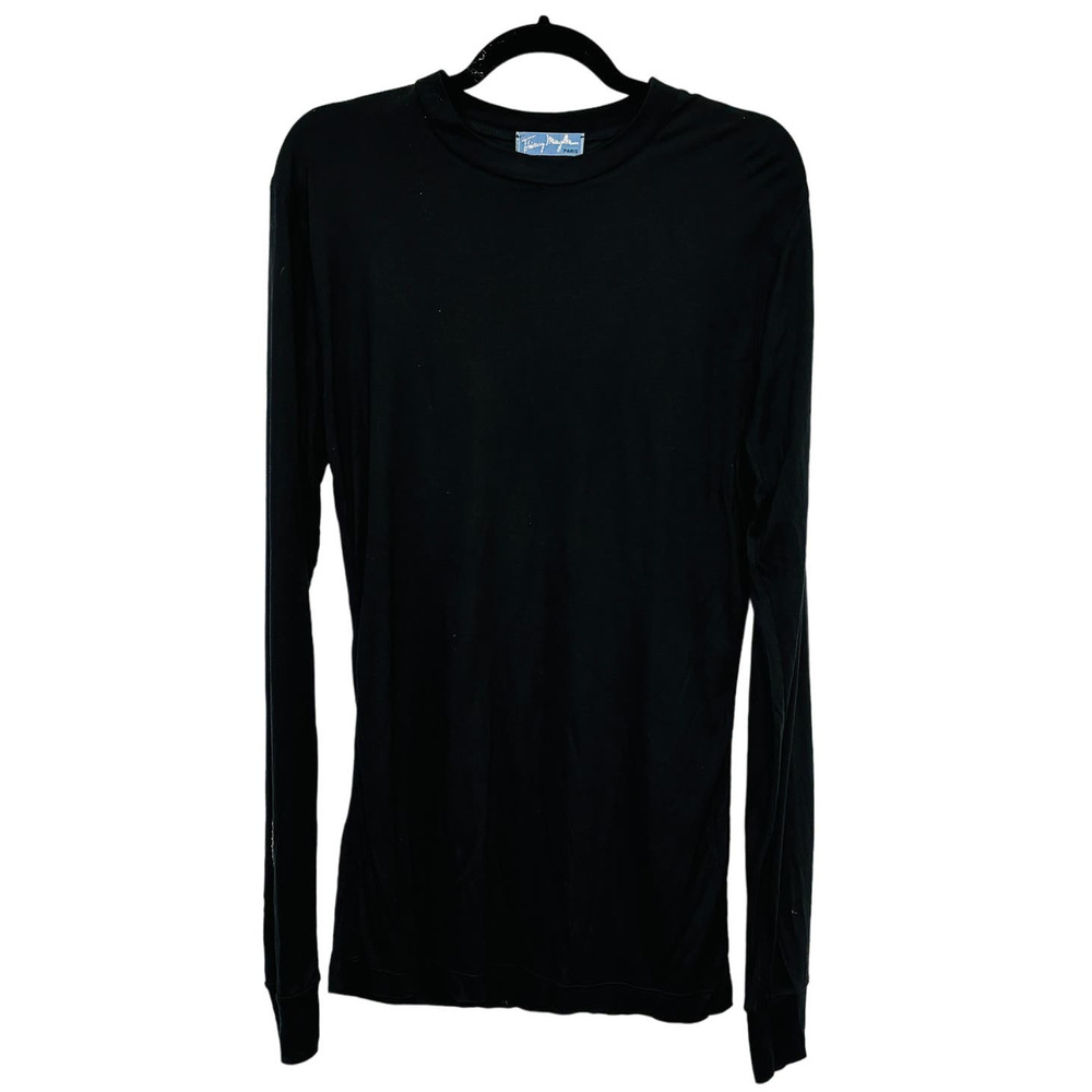 Thierry Mugler Paris Black Long Sleeve T-Shirt EU 56 - Picture 2 of 8